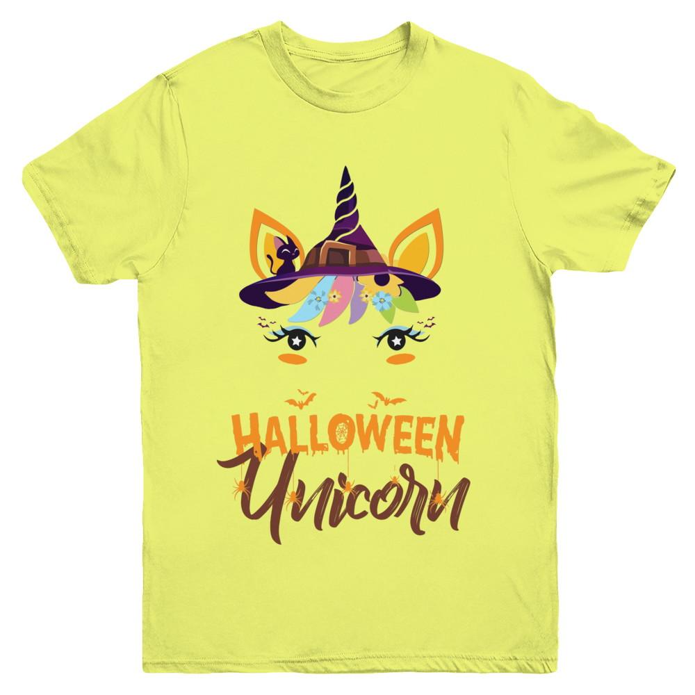 Halloween Costume Unicorn Witch Bats Youth-Youth Shirt-Youth T-Shirt-Daisy