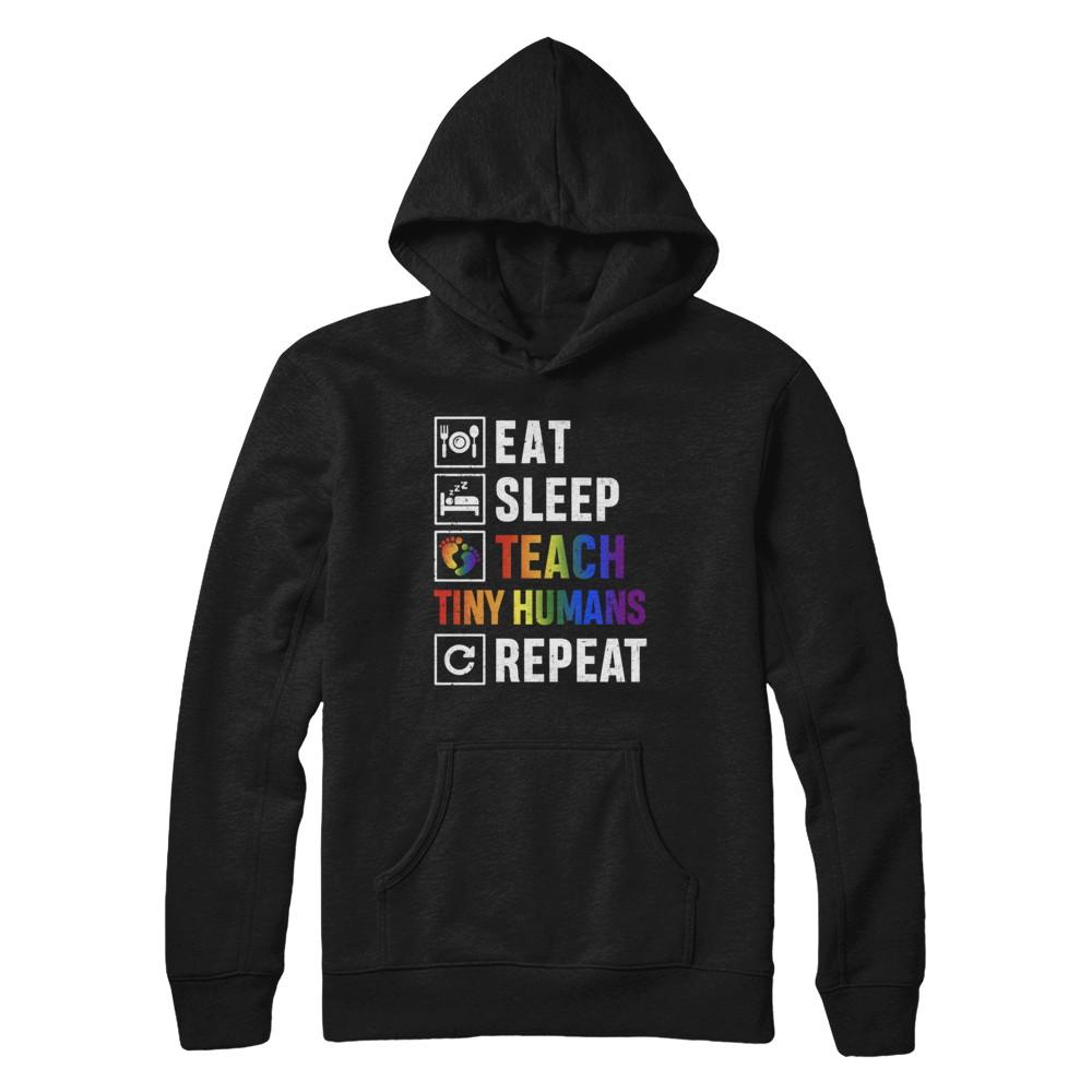 Eat Sleep Teach Tiny Humans Repeat Mommy-T-Shirt & Hoodie-Pullover Hoodie-Black