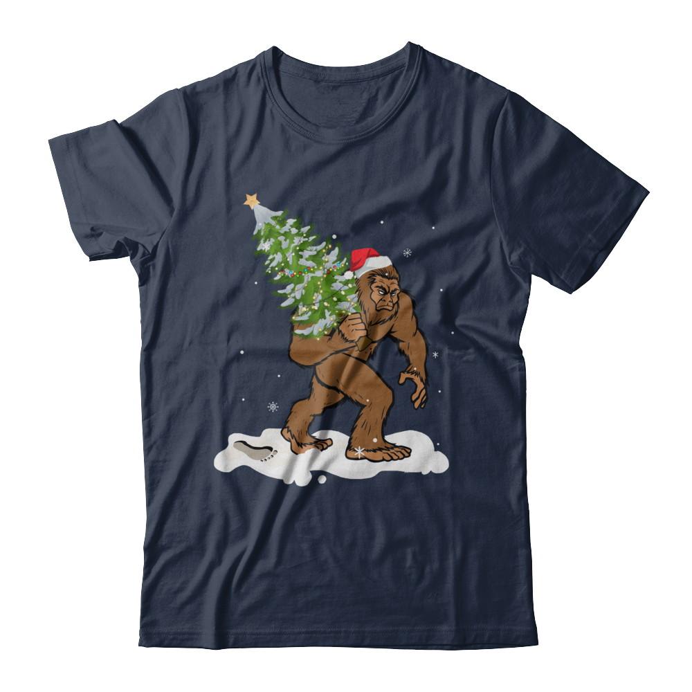 Bigfoot Christmas Tree Boys Men Sasquatch Santa Gift-T-Shirt & Sweatshirt-Classic T-Shirt-Navy