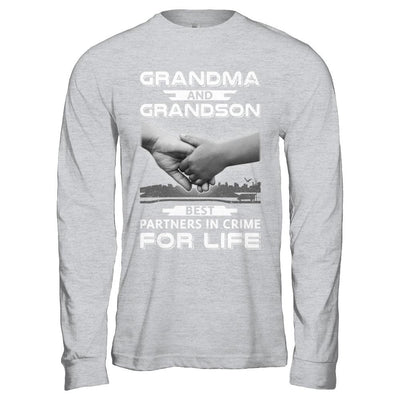 Grandma And Grandson Best Partners In Crime For Life-T-Shirt & Hoodie-Long Sleeve T-Shirt-Sport Grey