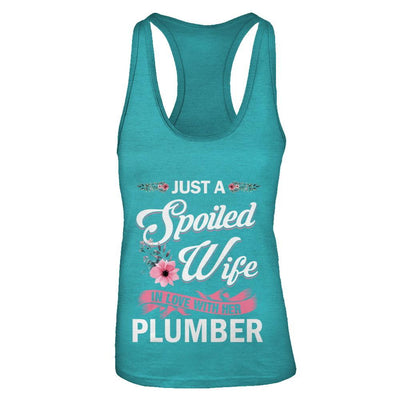 Just A Spoiled Wife In Love With Her Plumber Wife Gift-T-Shirt & Tank Top-Women's Ideal Racerback Tank-Tahiti Blue