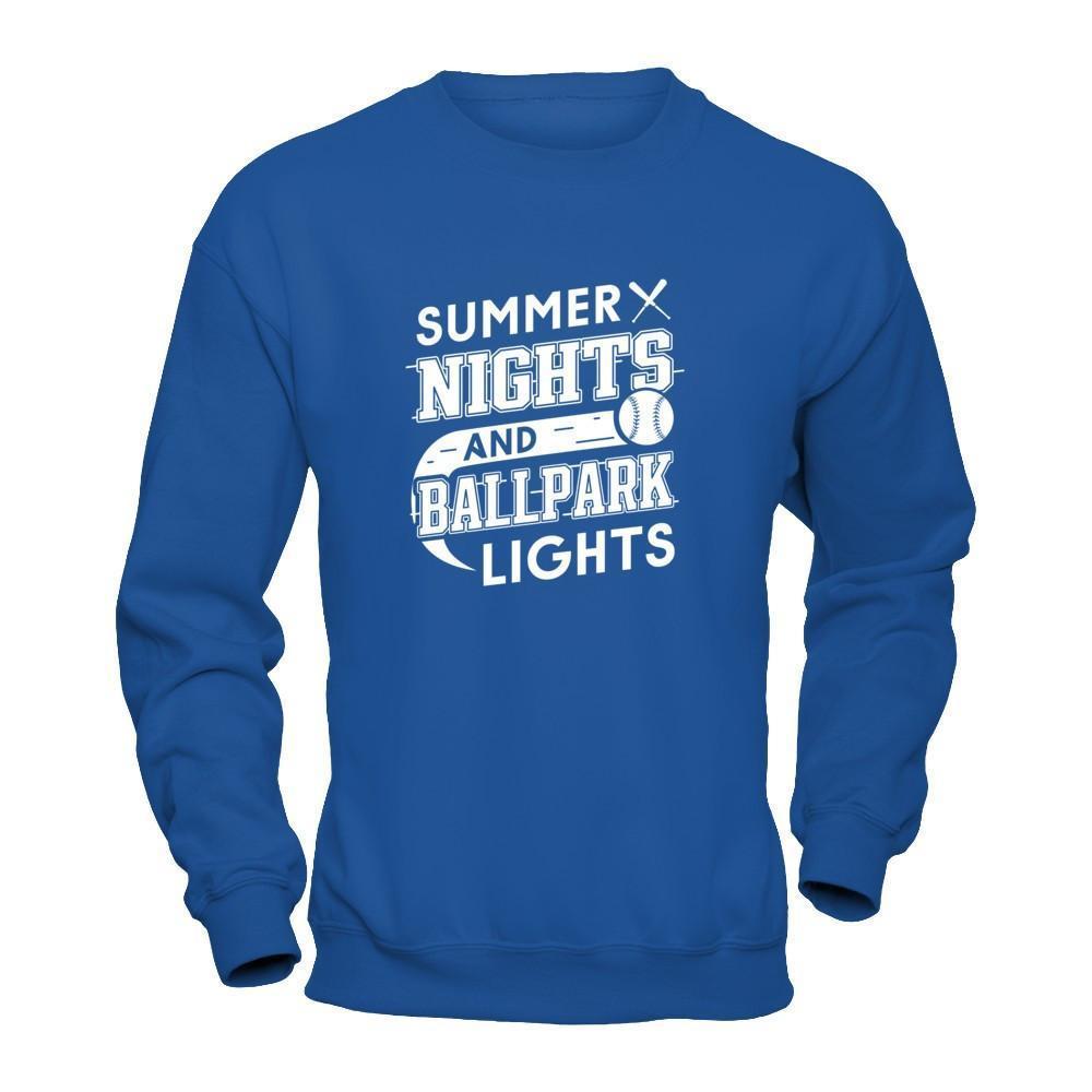 Summer Nights Ballpark Lights Baseballs-T-Shirt & Hoodie-Crewneck Sweatshirt-Royal