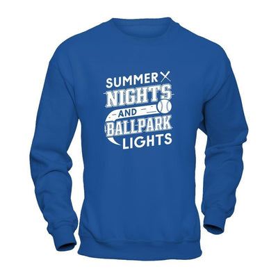 Summer Nights Ballpark Lights Baseballs-T-Shirt & Hoodie-Crewneck Sweatshirt-Royal