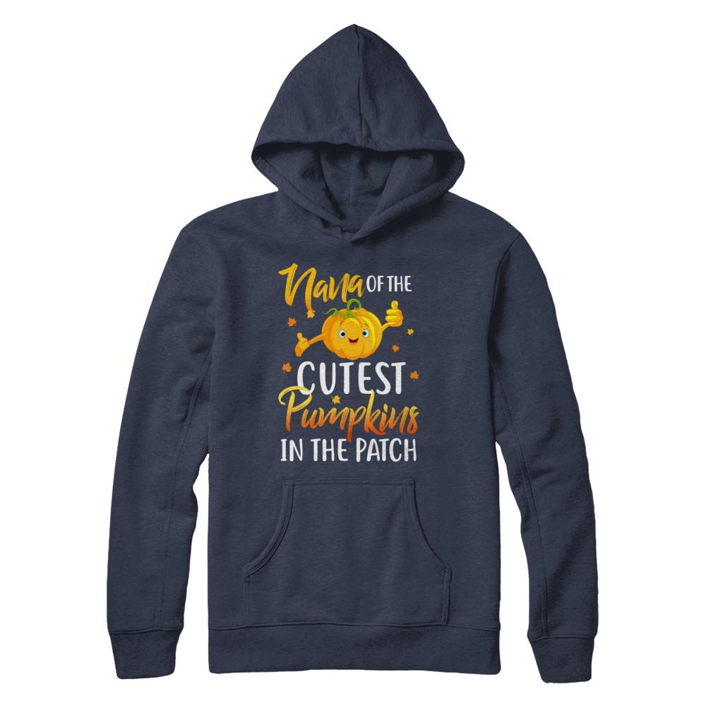 Halloween Nana Of Cutest Pumpkins In The Patch-T-Shirt & Hoodie-Pullover Hoodie-Navy