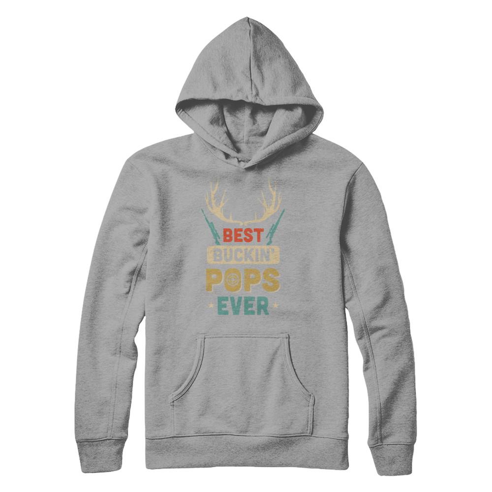 Vintage Best Buckin' Pops Ever Deer Hunting-T-Shirt & Hoodie-Pullover Hoodie-Light Steel