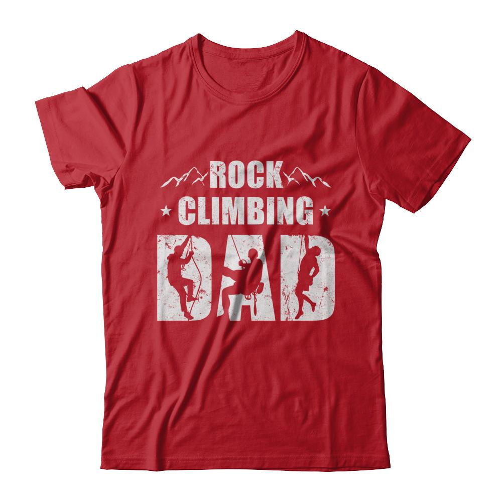 Rock Climbing Dad Distressed Mountain Climber Fathers Day-T-Shirt & Hoodie-Classic T-Shirt-Red