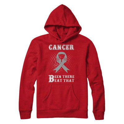 Brain Cancer Been There Beat That Grey Gray Awareness Ribbon-T-Shirt & Hoodie-Pullover Hoodie-Red