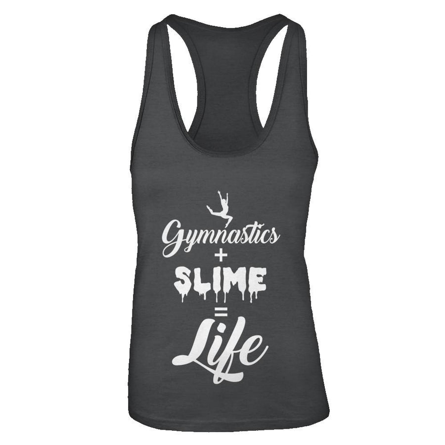 Daughter Mom Gymnastics And Slime Is Life-T-Shirt & Tank Top-Women's Ideal Racerback Tank-Black