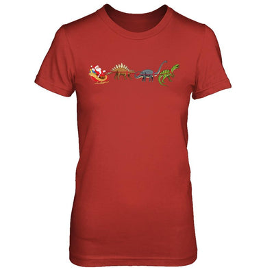 Xmas Cool Santa Sleigh Dinosaur Christmas Gift-T-Shirt & Sweatshirt-Women's T-Shirt-Red