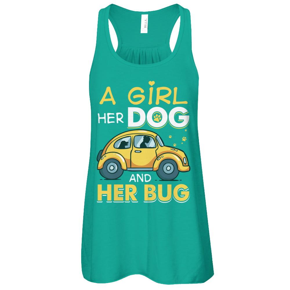 A Girl Her Dog And Her Bug-T-Shirt & Tank Top-Women's Flowy Racerback Tank-Kelly
