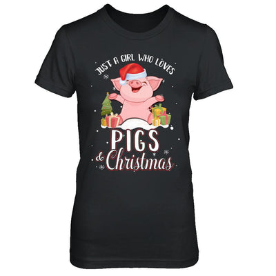 Just A Girl Who Loves Pigs And Christmas-T-Shirt & Sweatshirt-Women's T-Shirt-Black