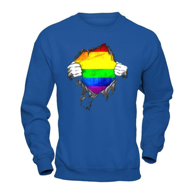 Rainbow Lesbian Gay Pride LGBT Super Stronger-T-Shirt & Hoodie-Crewneck Sweatshirt-Royal