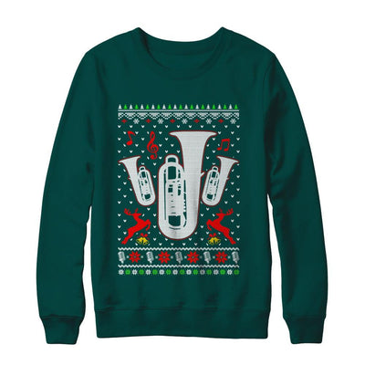 Santa Tuba Ugly Christmas Sweater Gifts-T-Shirt & Sweatshirt-Crewneck Sweatshirt-Deep Forest