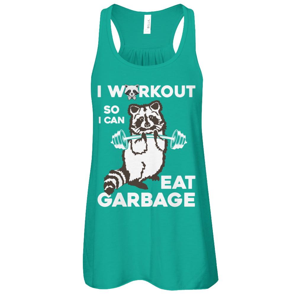 Raccoon I WORKOUT SO I CAN EAT GARBAGE-T-Shirt & Tank Top-Women's Flowy Racerback Tank-Kelly