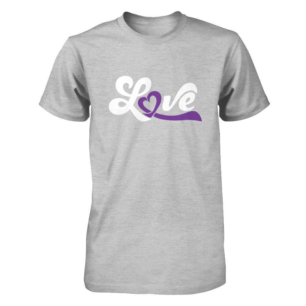 Love Purple Awareness Ribbon-T-Shirt & Hoodie-Premium T-Shirt-Heather Gray