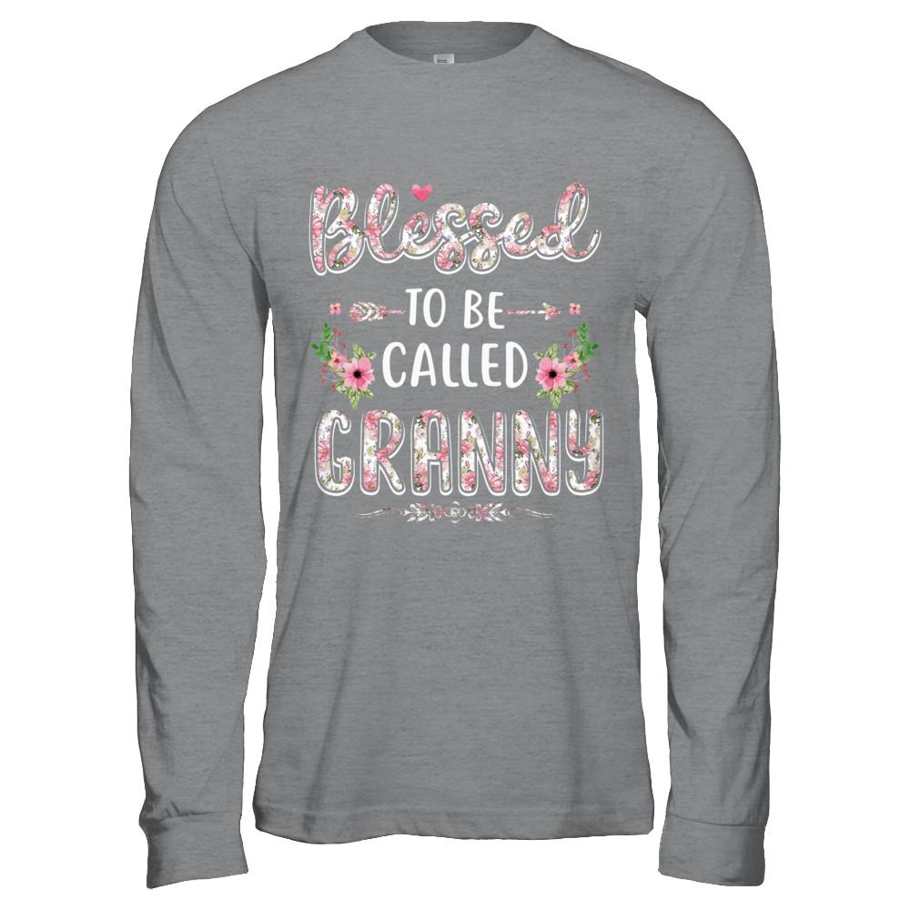 Funny Grandma Gifts Blessed To Be Called Granny-T-Shirt & Hoodie-Long Sleeve T-Shirt-Sport Grey