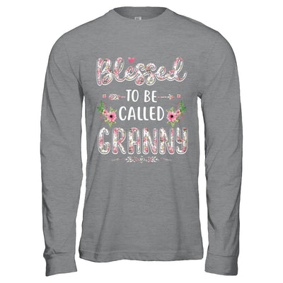 Funny Grandma Gifts Blessed To Be Called Granny-T-Shirt & Hoodie-Long Sleeve T-Shirt-Sport Grey