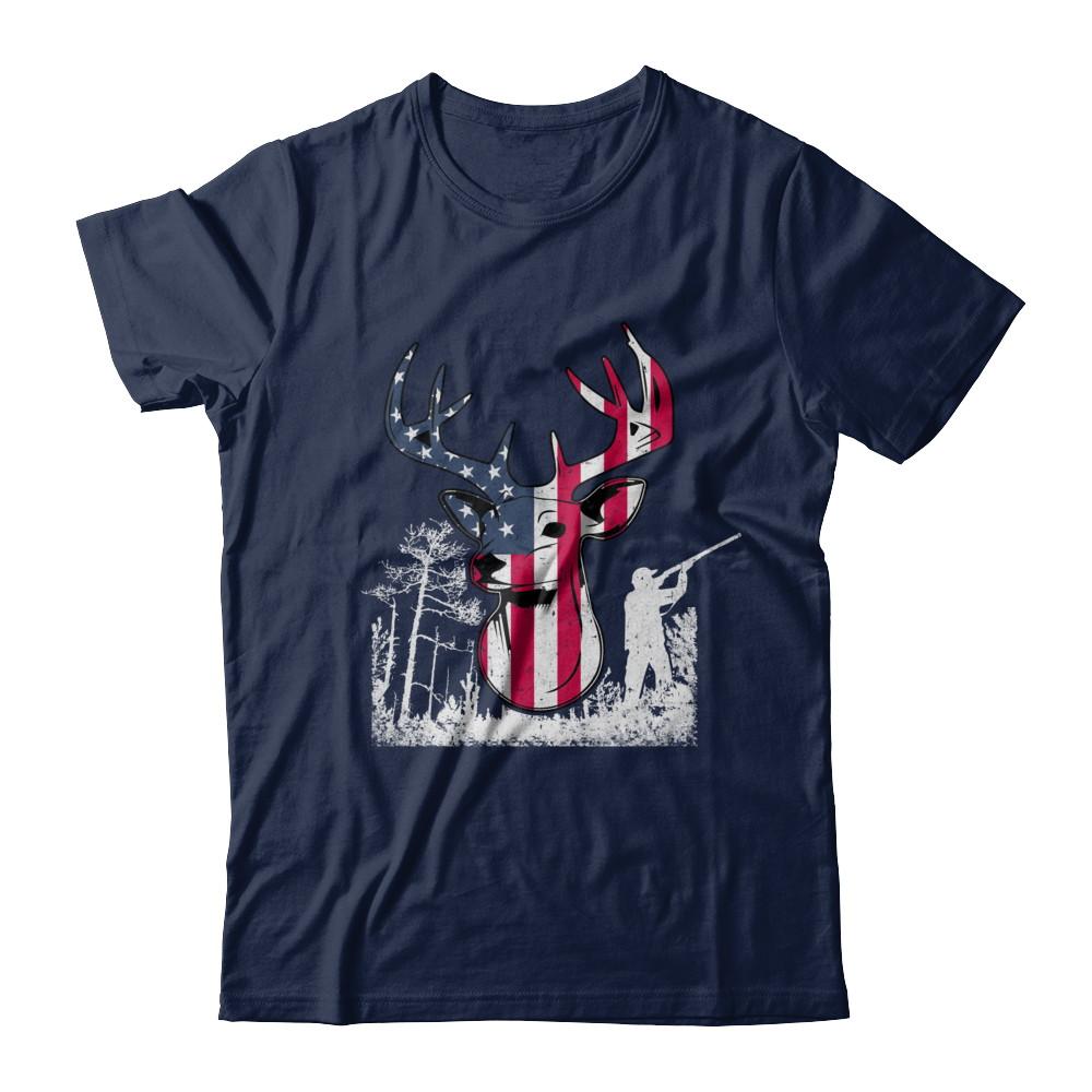 American Flag Hunting Dear Vintage 4Th July Gifts-T-Shirt & Hoodie-Classic T-Shirt-Navy