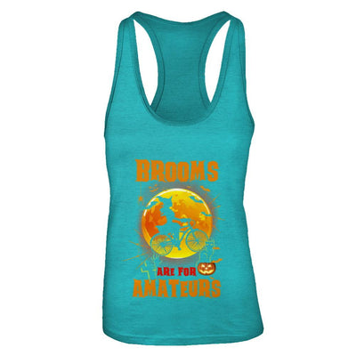 Brooms Are For Amateurs Funny Halloween Bicycle-T-Shirt & Tank Top-Women's Ideal Racerback Tank-Tahiti Blue