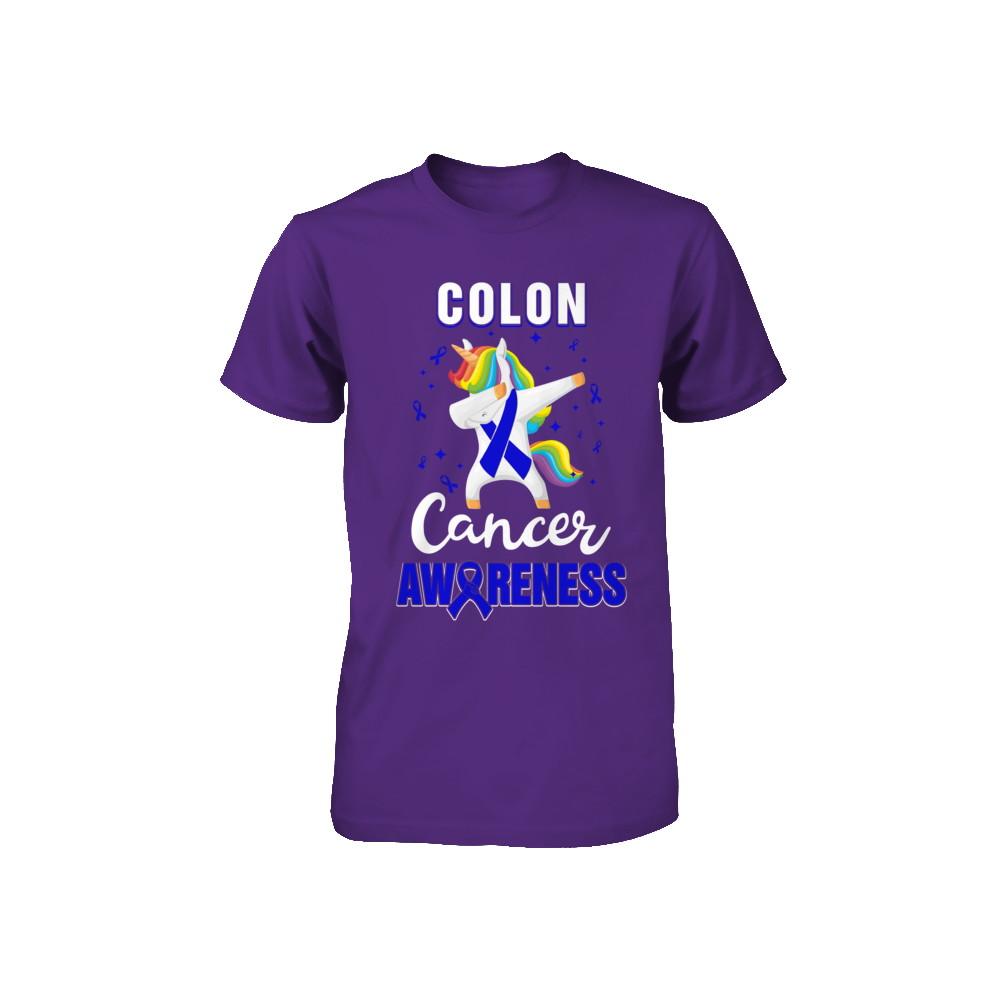 Inspirational Colon Cancer Awareness Unicorn Support Youth-Youth Shirt-