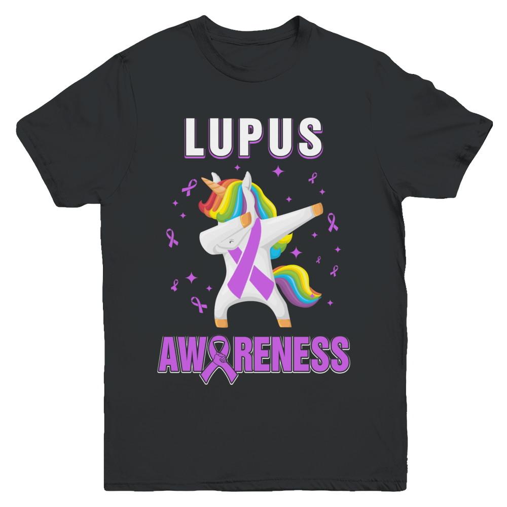Inspirational Lupus Awareness Unicorn Support Youth-Youth Shirt-Youth T-Shirt-Black
