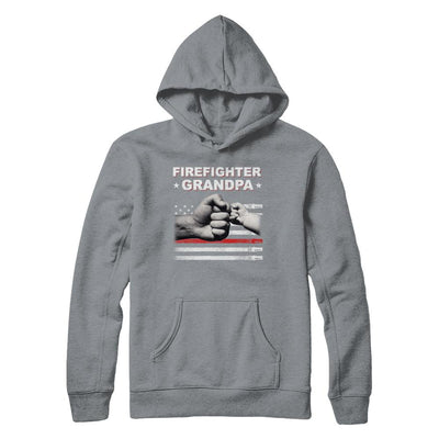 Firefighter Fireman Grandpa American Flag Fathers Day-T-Shirt & Hoodie-Pullover Hoodie-Light Steel
