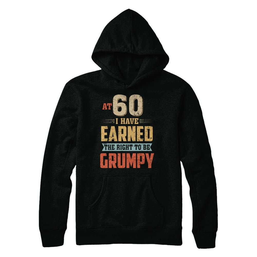 Vintage The Right To Be Grumpy 60th 1961 Birthday Gift-T-Shirt & Hoodie-Pullover Hoodie-Black