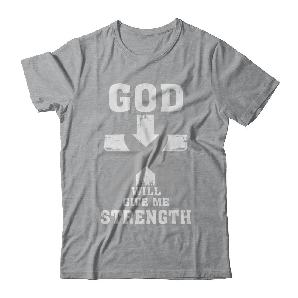 God Will Give Me Strength Grey Gray Cancer Ribbon Gift-T-Shirt & Hoodie-Classic T-Shirt-Sport Grey