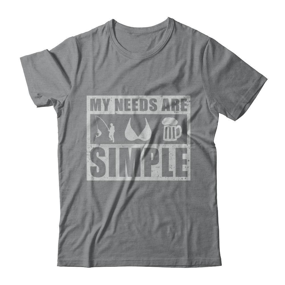 My Needs Are Simple Fishing Boobs Beer-T-Shirt & Hoodie-Classic T-Shirt-Sport Grey