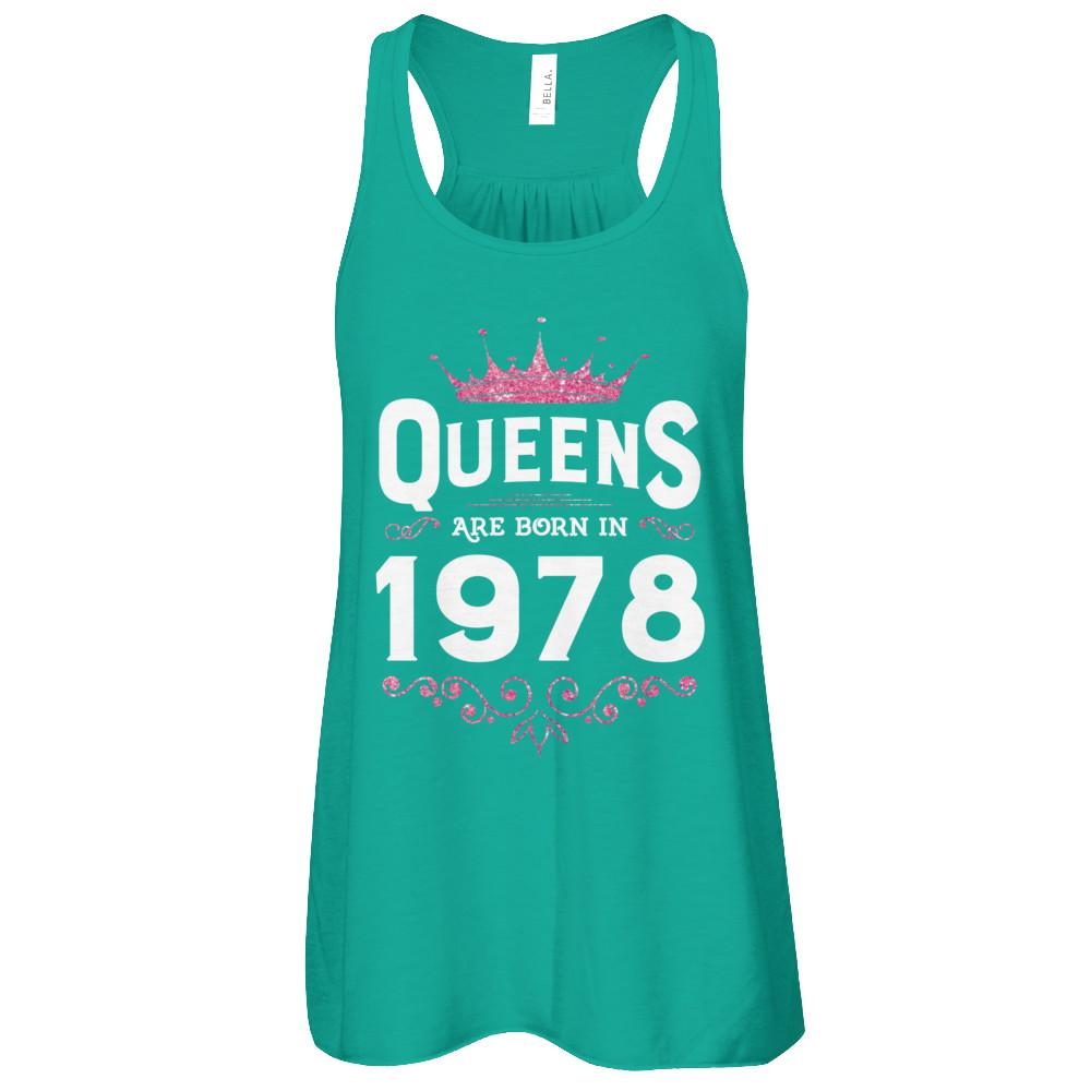 Queens Are Born In 1978 Birthday Gift-T-Shirt & Tank Top-Women's Flowy Racerback Tank-Kelly
