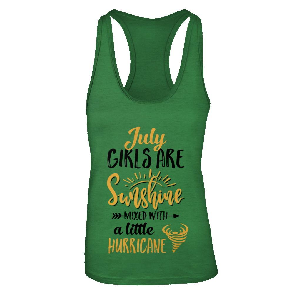 July Girls Sunshine Mixed With A Little Hurricane Birthday-T-Shirt & Tank Top-Women's Ideal Racerback Tank-Kelly Green