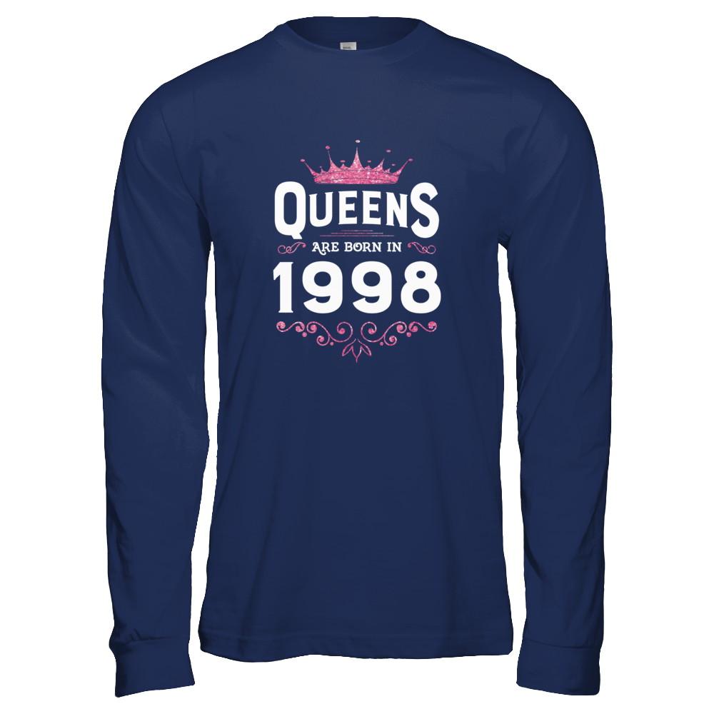 Queens Are Born In 1998 Birthday Gift-T-Shirt & Tank Top-Long Sleeve T-Shirt-Navy