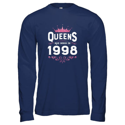 Queens Are Born In 1998 Birthday Gift-T-Shirt & Tank Top-Long Sleeve T-Shirt-Navy
