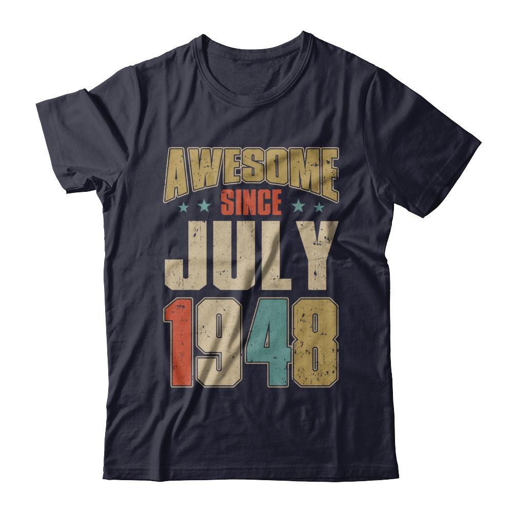 Vintage Retro Awesome Since July 1948 73th Birthday-T-Shirt & Hoodie-Premium T-Shirt-Midnight Navy