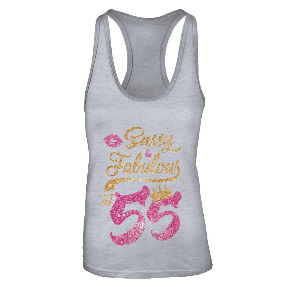 Sassy And Fabulous At 55th 1966 Birthday Gift-T-Shirt & Tank Top-Women's Ideal Racerback Tank-Heather Grey