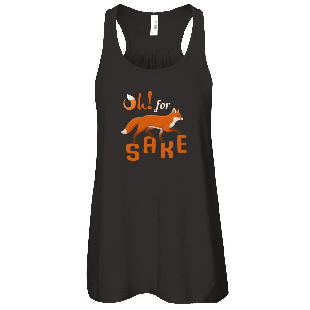 Oh For Fox Sake-T-Shirt & Tank Top-Women's Flowy Racerback Tank-Black