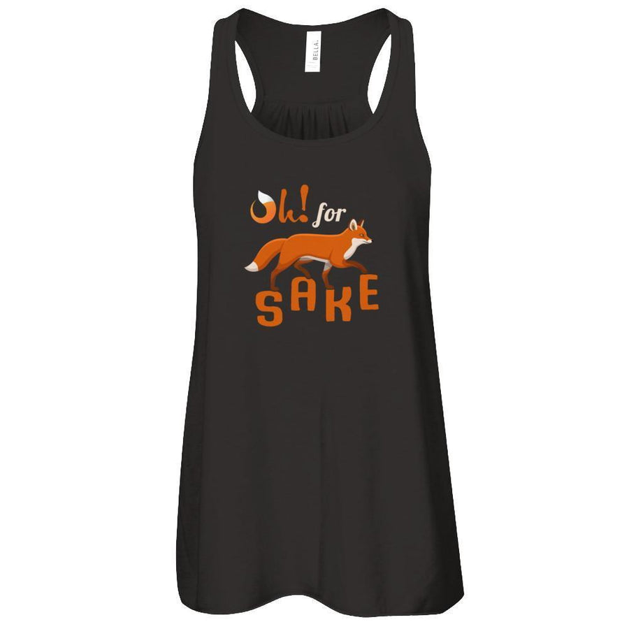 Oh For Fox Sake-T-Shirt & Tank Top-Women's Flowy Racerback Tank-Black