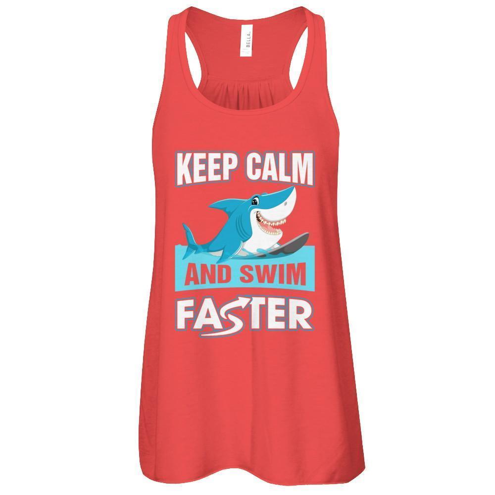 Keep Calm And Swim Faster-T-Shirt & Tank Top-Women's Flowy Racerback Tank-Red