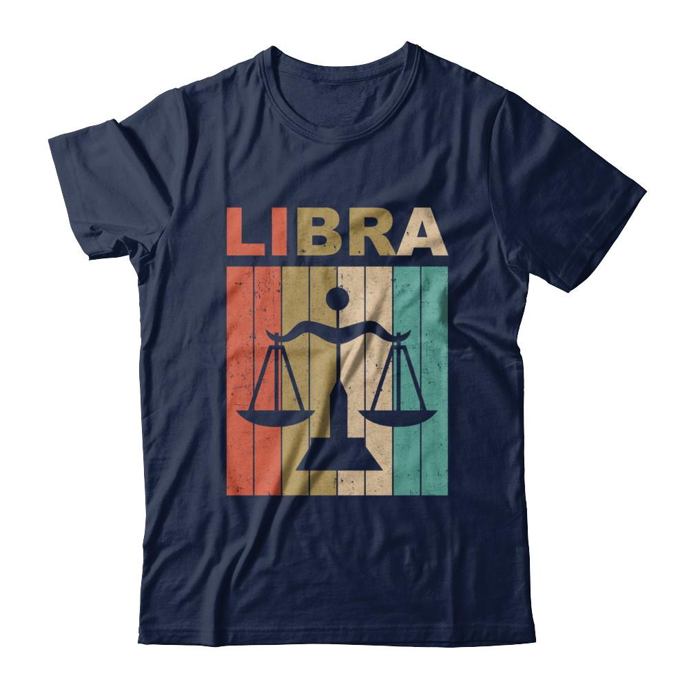 Vintage Libra Zodiac September October Birthday Gift-T-Shirt & Hoodie-Classic T-Shirt-Navy