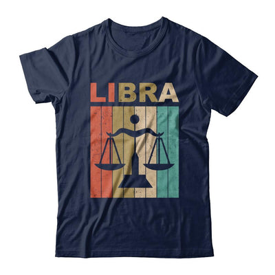 Vintage Libra Zodiac September October Birthday Gift-T-Shirt & Hoodie-Classic T-Shirt-Navy