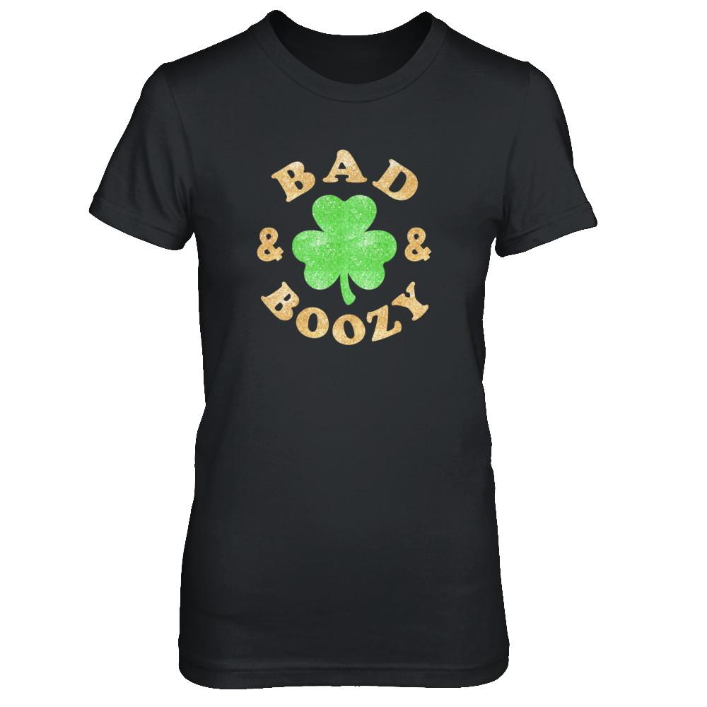 Bad And Boozy Funny St Patrick's Day-T-Shirt & Tank Top-Women's T-Shirt-Black