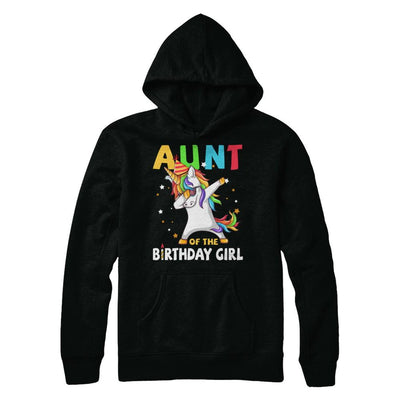 AUNT Of The Birthday Girl Dabbing Unicorn Party-T-Shirt & Hoodie-Pullover Hoodie-Black