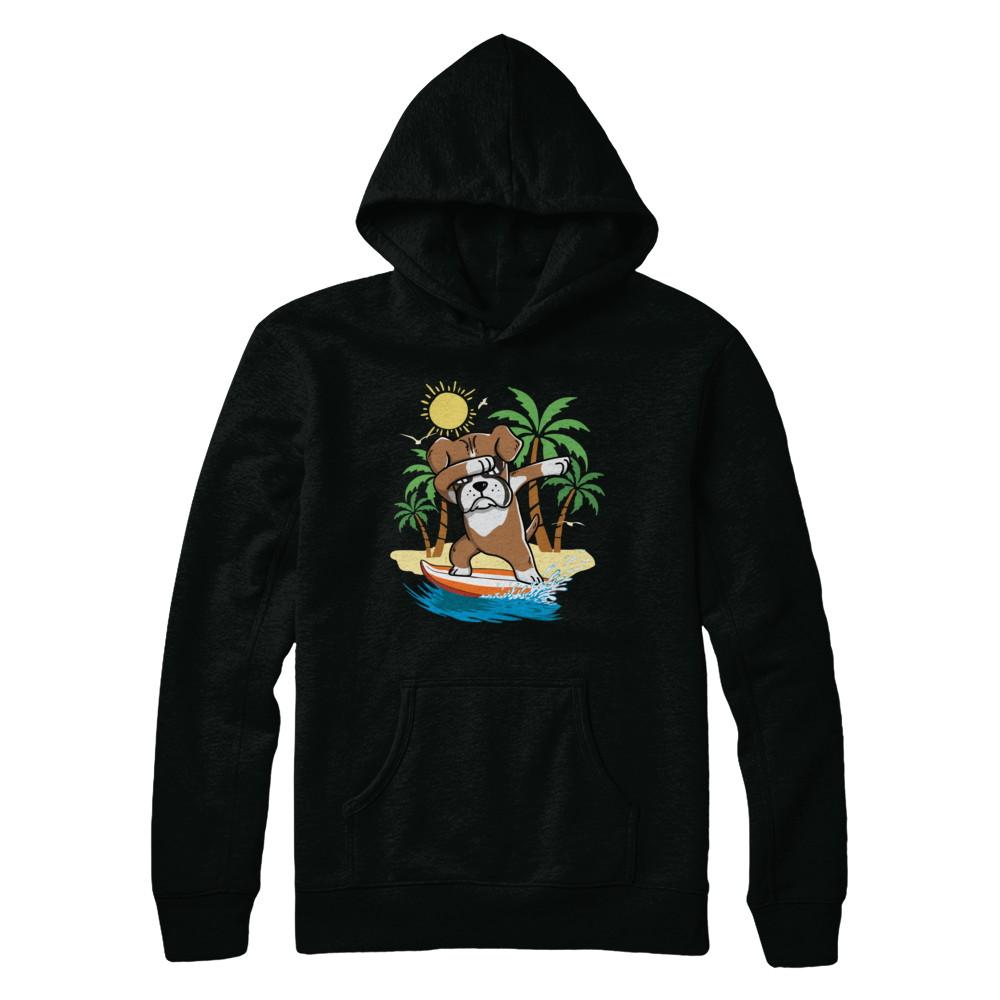 Summer Vacation Dabbing Boxer Surfing Surfboard Gift-T-Shirt & Hoodie-Pullover Hoodie-Black