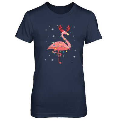 Santa Hat Flamingo Reindeer Christmas Gifts-T-Shirt & Hoodie-Women's T-Shirt-Navy