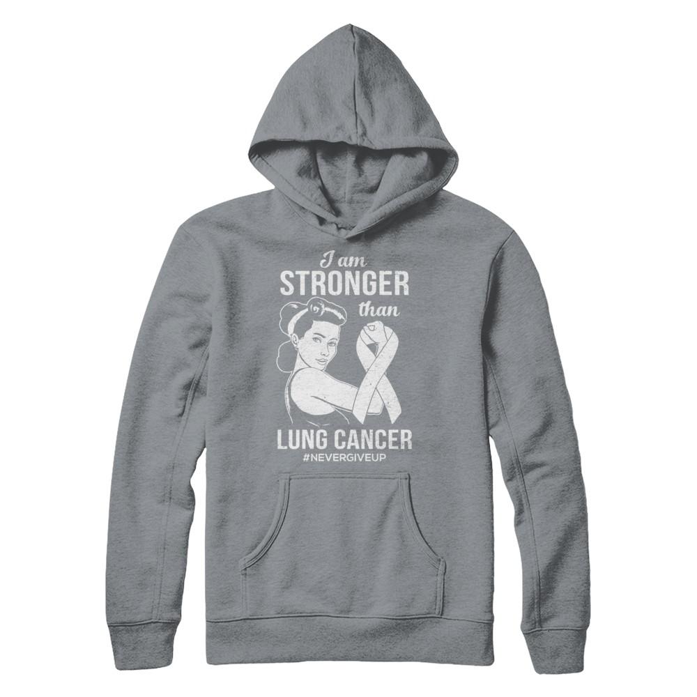 I Am Stronger Than Lung Cancer Awareness Support-T-Shirt & Hoodie-Pullover Hoodie-Light Steel