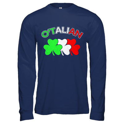 Italian O'talian Italy Flag Italia St Patricks Day-T-Shirt & Hoodie-Long Sleeve T-Shirt-Navy