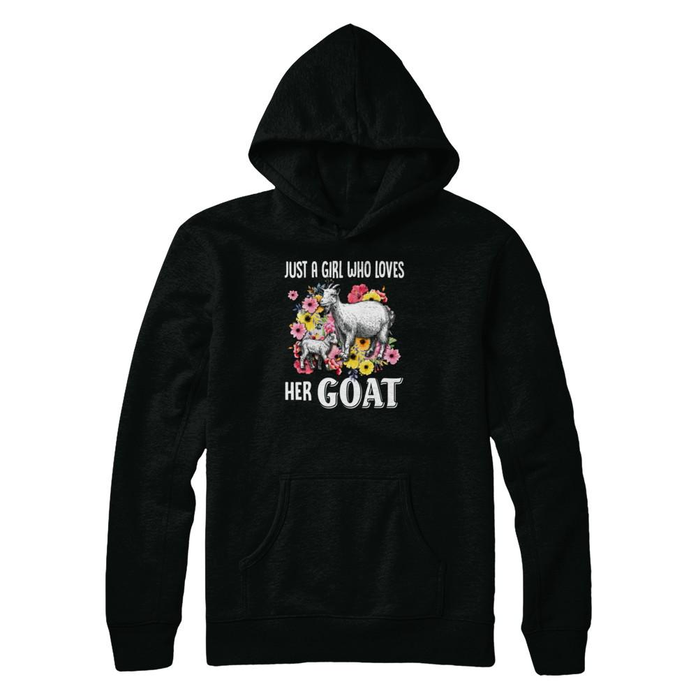 Just A Girl Who Loves Her Goat-T-Shirt & Tank Top-Pullover Hoodie-Black