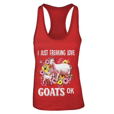 I Just Freaking Love Goats-T-Shirt & Tank Top-Women's Ideal Racerback Tank-Red