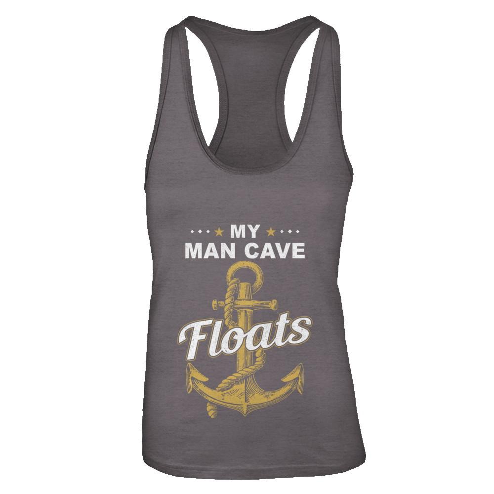 My Man Cave Floats Boat Wife's Sailor-T-Shirt & Tank Top-Women's Ideal Racerback Tank-Dark Grey