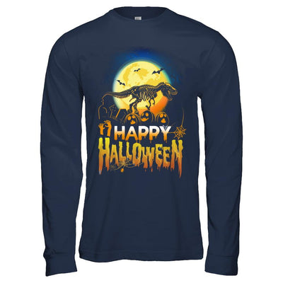 Saurus T Rex Dinosaur Halloween-T-Shirt & Hoodie-Long Sleeve T-Shirt-Navy